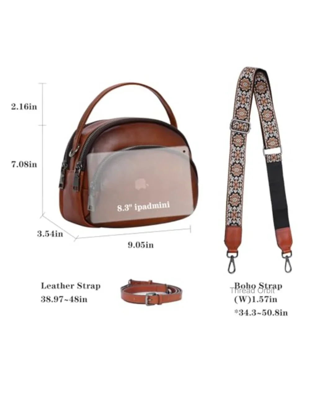 Genuine Leather Crossbody Bag Women Vintage Small Shoulder Handbag Multi-Pockets